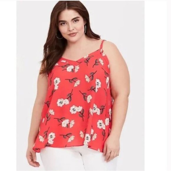 Torrid Floral Tank Top Size 2 in Red - Picture 1 of 8